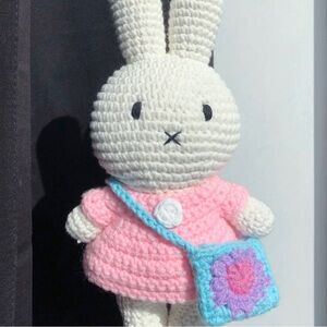 Handmade Crochet Clothes Outfit Pink Dress for Just Dutch Miffy Bunny